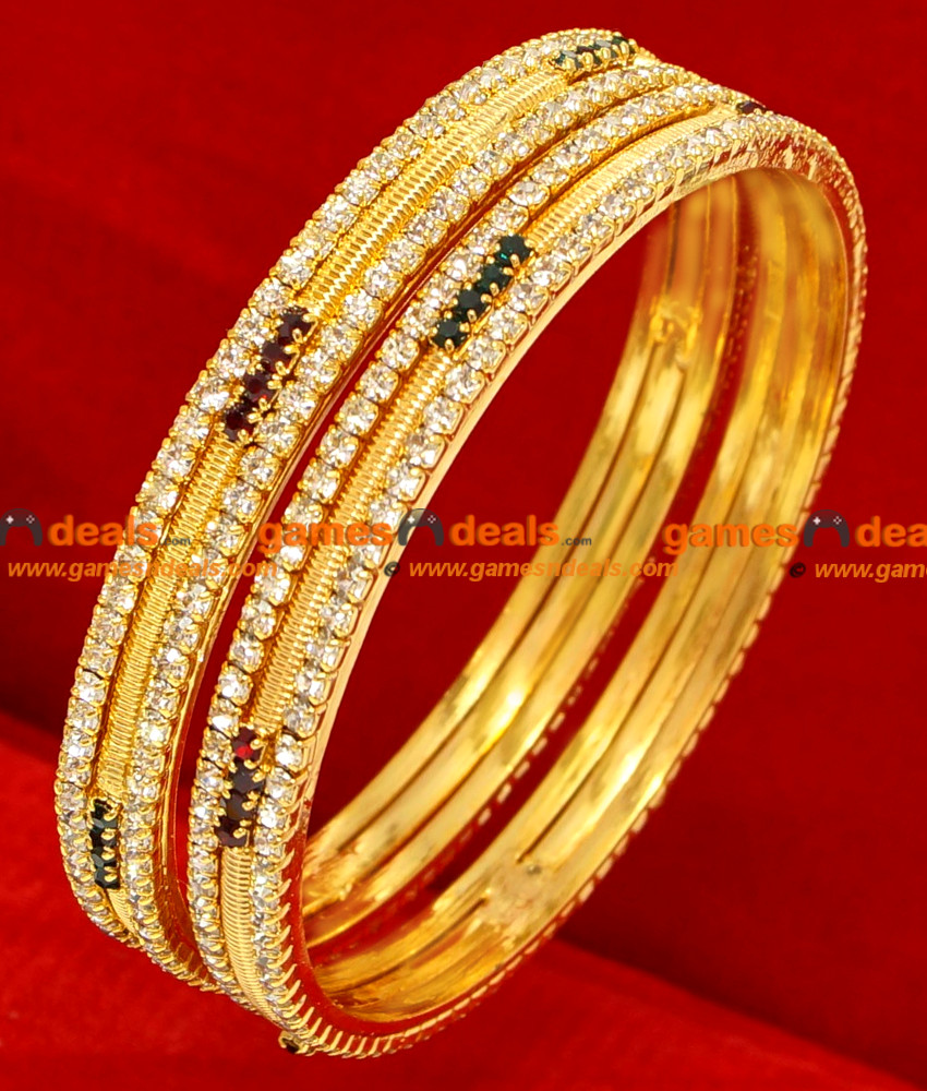BG071-2.4 Size Gold Plated Imitation Party Wear Guarantee Stone Bangle