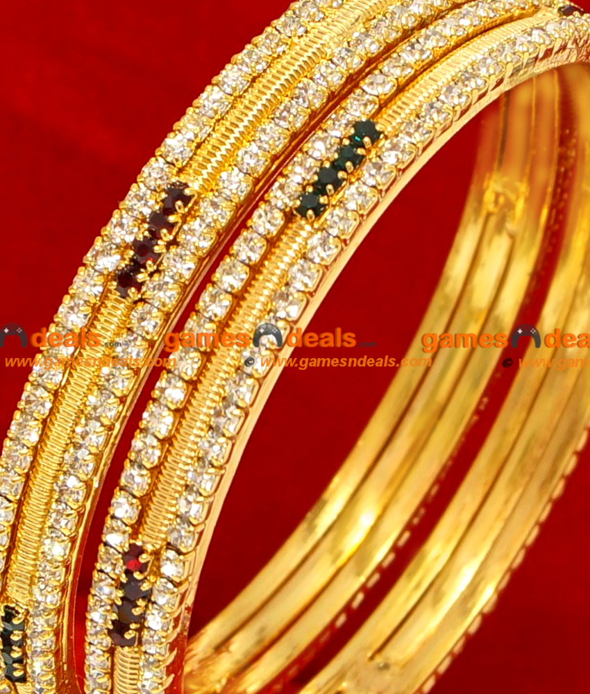 BG071-2.8 Size Gold Plated Imitation Party Wear Guarantee Stone Bangle