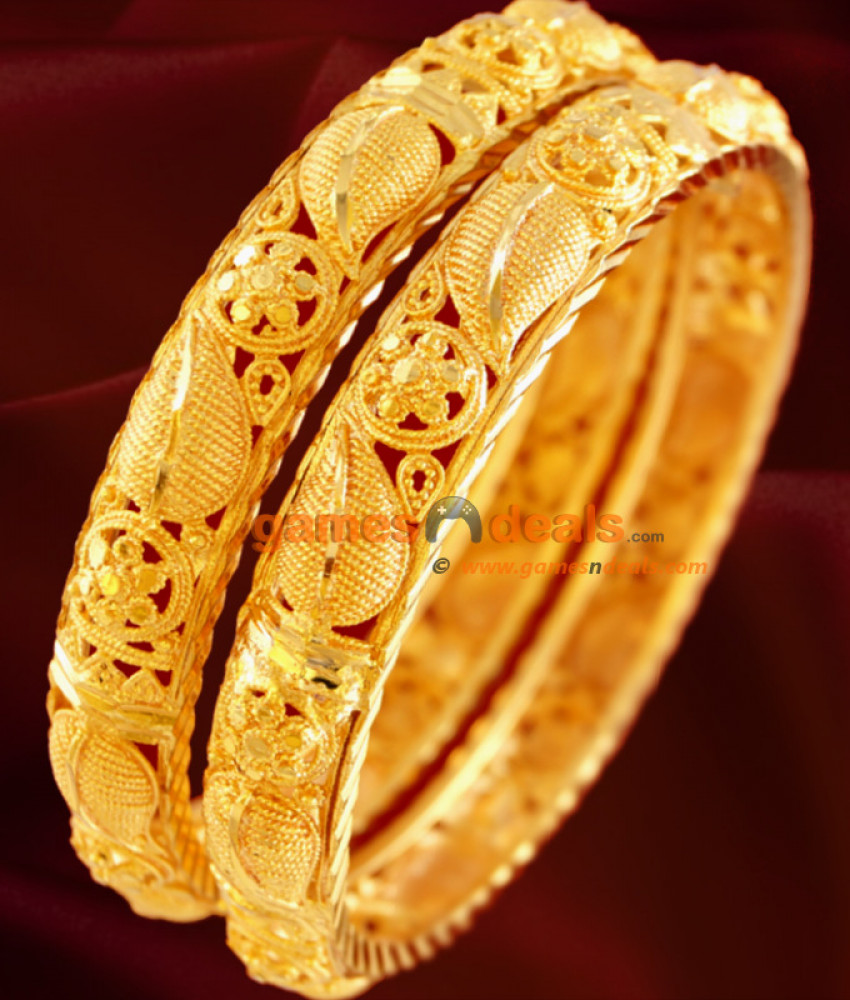 BR002-2.10 Size Gold Plated Kerala Leaf Design Patta Bangles BR002-2.10 Size Gold Plated Kerala Leaf Design Patta Bangles