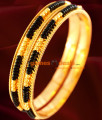 BR005-2.8 Size Gold Plated Karugamani Black Beads Bangles