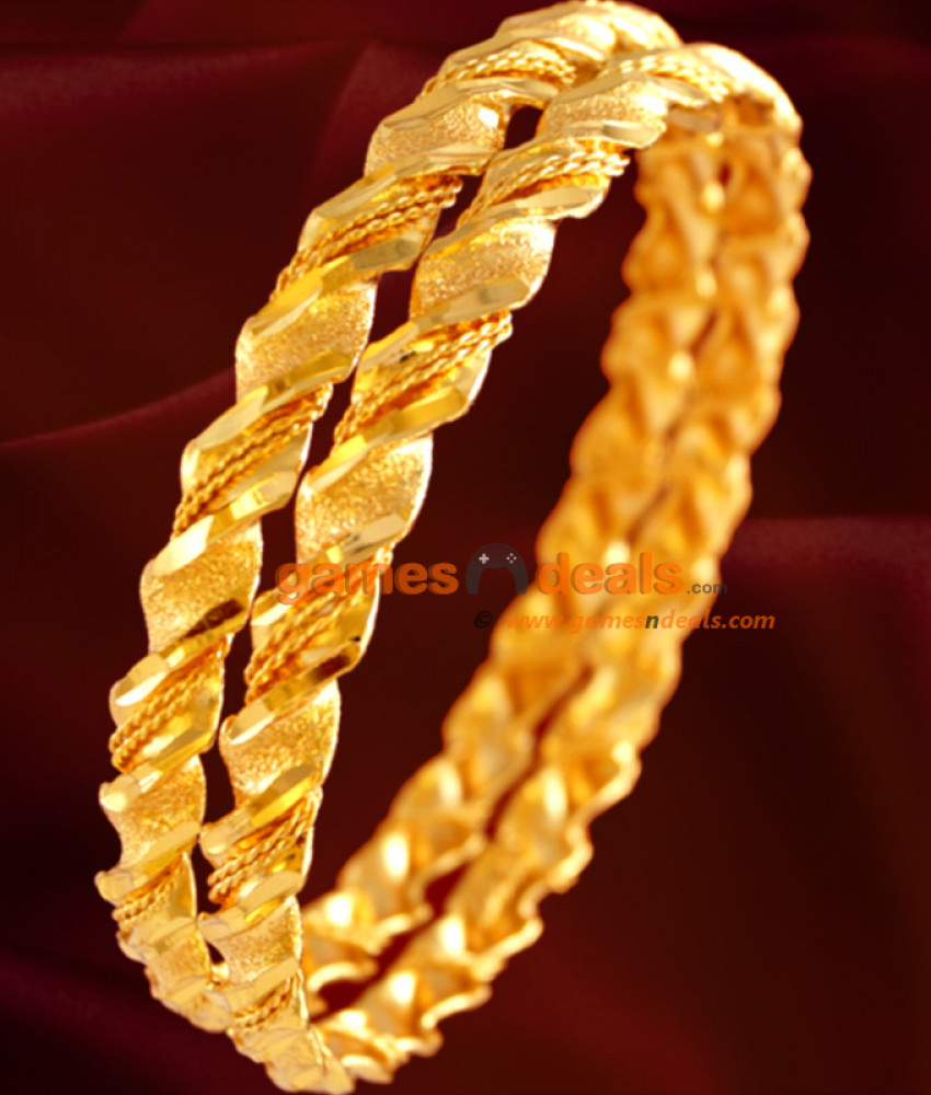 BR006-2.6 Size Gold Plated Twisted Spring Design Bangles BR006-2.6 Size Gold Plated Twisted Spring Design Bangles