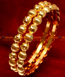 BR012-2.8 Size Gold Plated Beaded Design Daily Wear Bangles