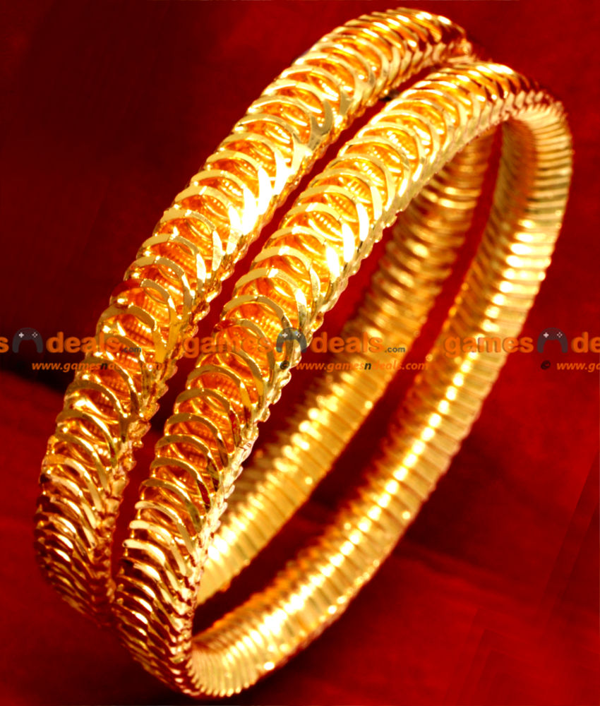 BR018-2.6 Size Gold Plated Kerala Spring Design Party Wear Bangles BR018-2.6 Size Gold Plated Kerala Spring Design Party Wear Bangles