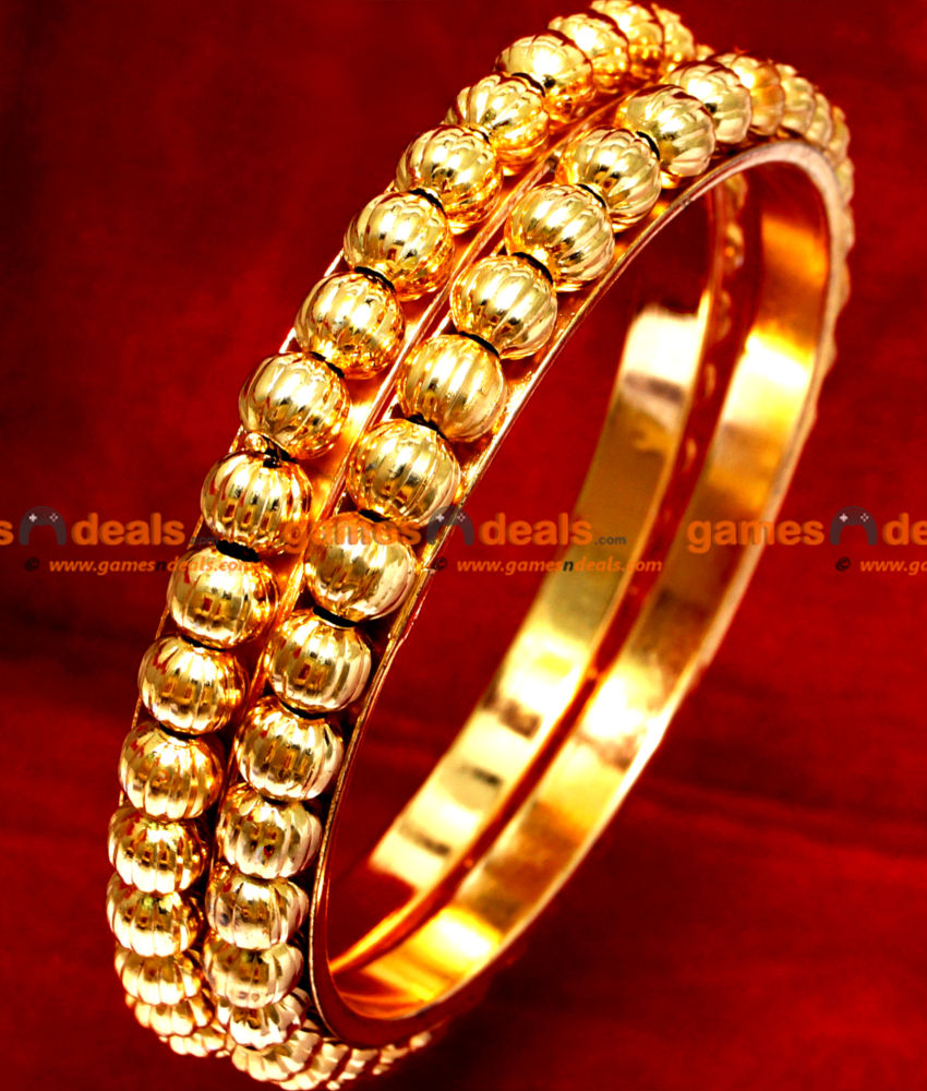 BR020-2.8 Size Traditional Gold Beaded South Indian Gold Plated Bangle Design