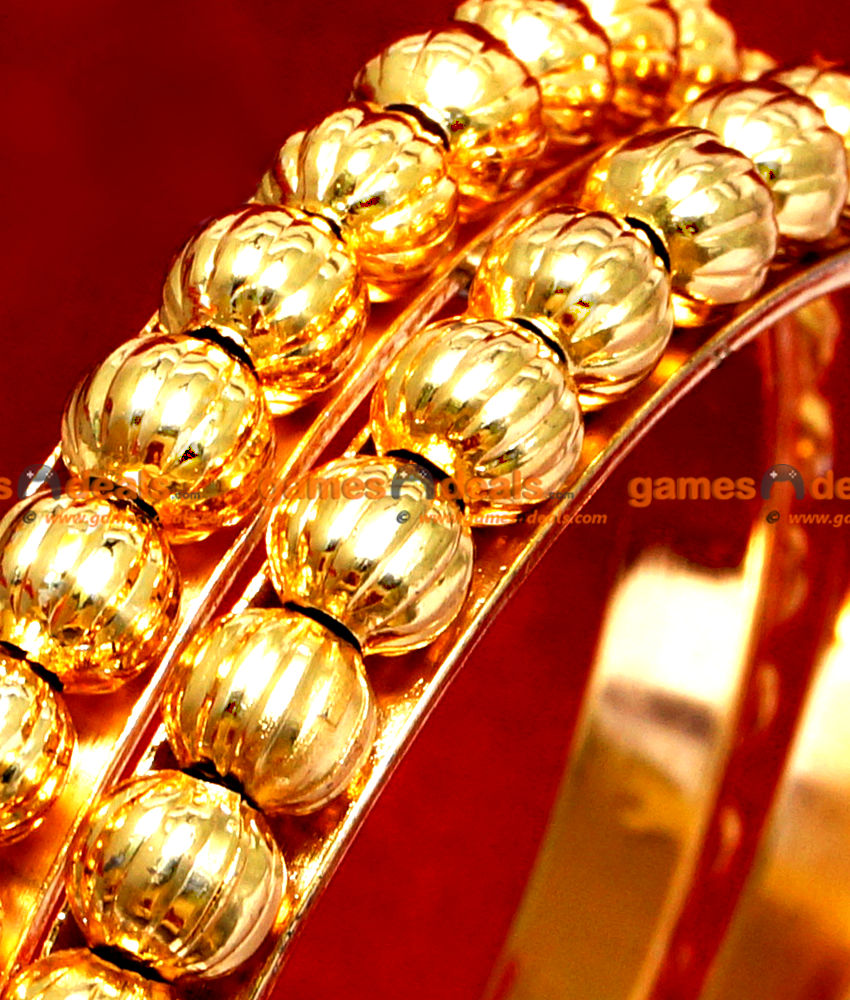 BR020-2.4 Size Traditional Gold Beaded South Indian Gold Plated Bangle Design BR020-2.4 Size Traditional Gold Beaded South Indian Gold Plated Bangle Design