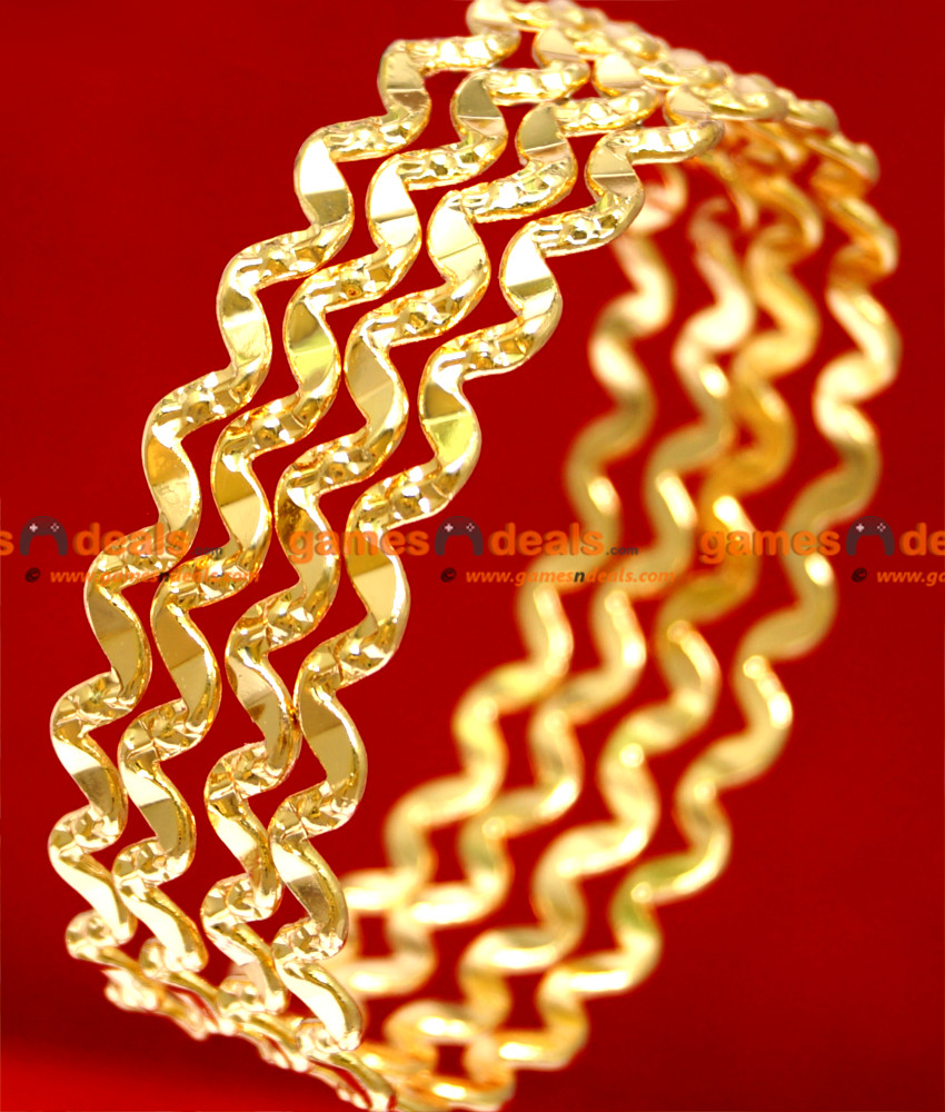 BR021-2.8 Size Traditional South Indian Gold Plated Bangle Neli Design BR021-2.8 Size Traditional South Indian Gold Plated Bangle Neli Design