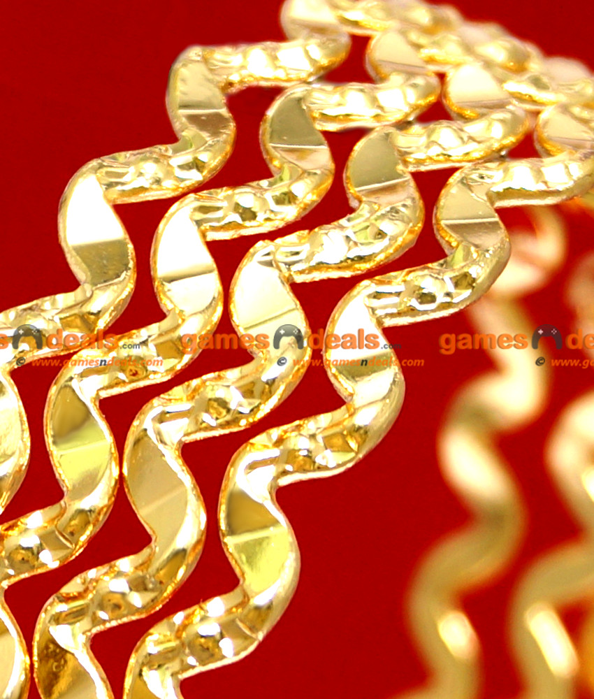 BR021-2.8 Size Traditional South Indian Gold Plated Bangle Neli Design BR021-2.8 Size Traditional South Indian Gold Plated Bangle Neli Design