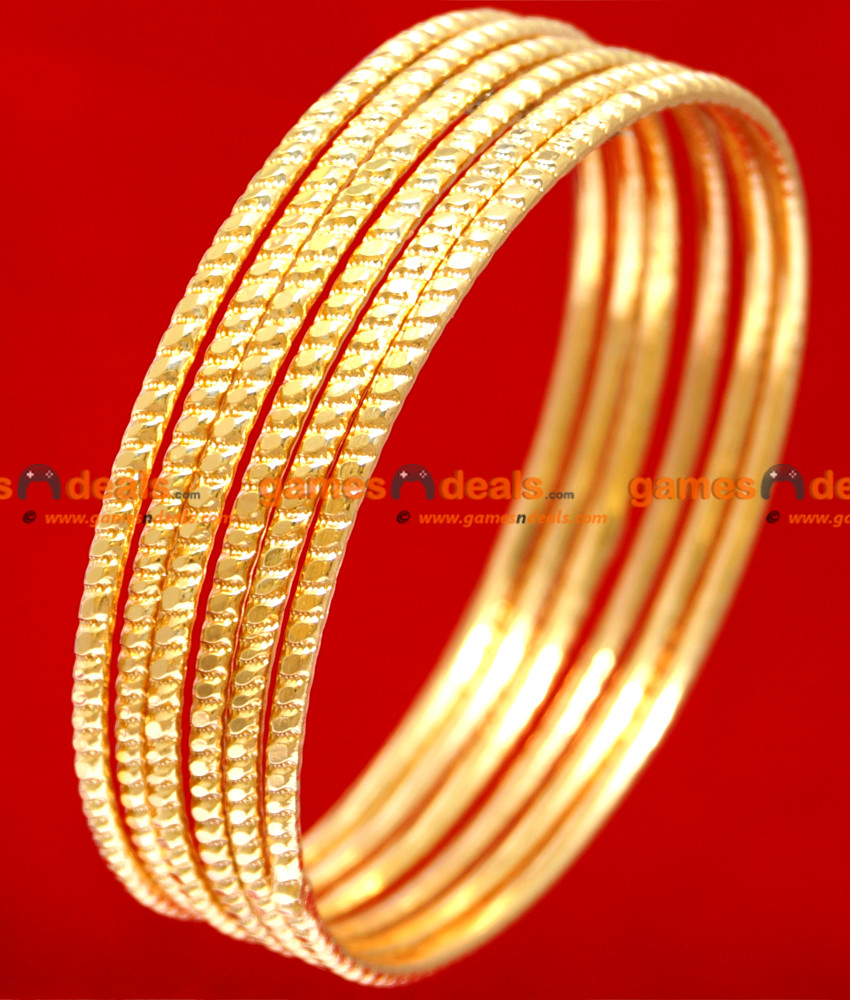 BR024-2.6 Size South Indian Gold Plated Bangle Thin Muthu Design BR024-2.6 Size South Indian Gold Plated Bangle Thin Muthu Design