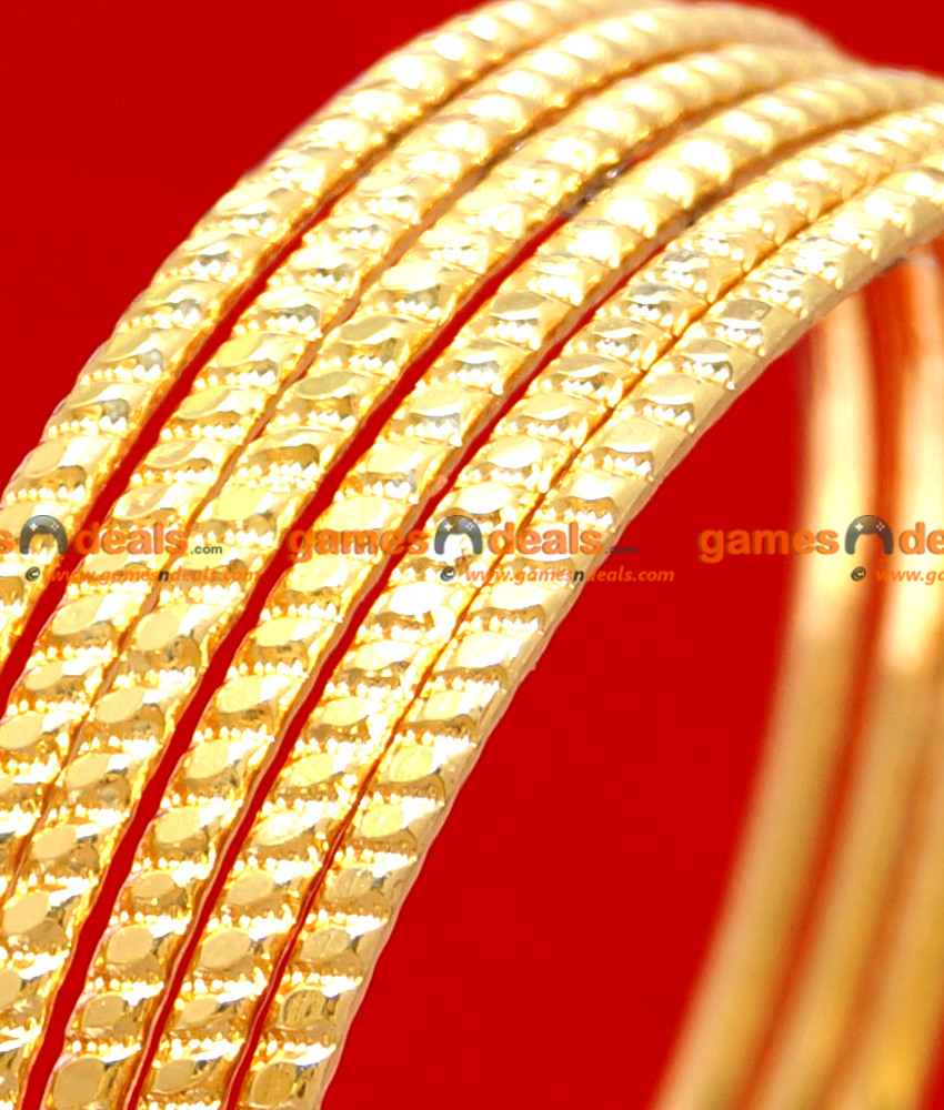 BR024-2.6 Size South Indian Gold Plated Bangle Thin Muthu Design BR024-2.6 Size South Indian Gold Plated Bangle Thin Muthu Design