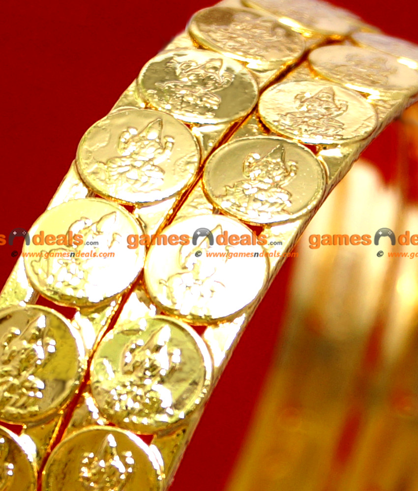 BR026-2.6 Size Traditional South Indian Gold Plated Lakshmi Coin Design