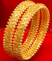 BR031-2.4 Size Traditional South Indian Gold Plated Thick Spring Design Party Wear Bangle