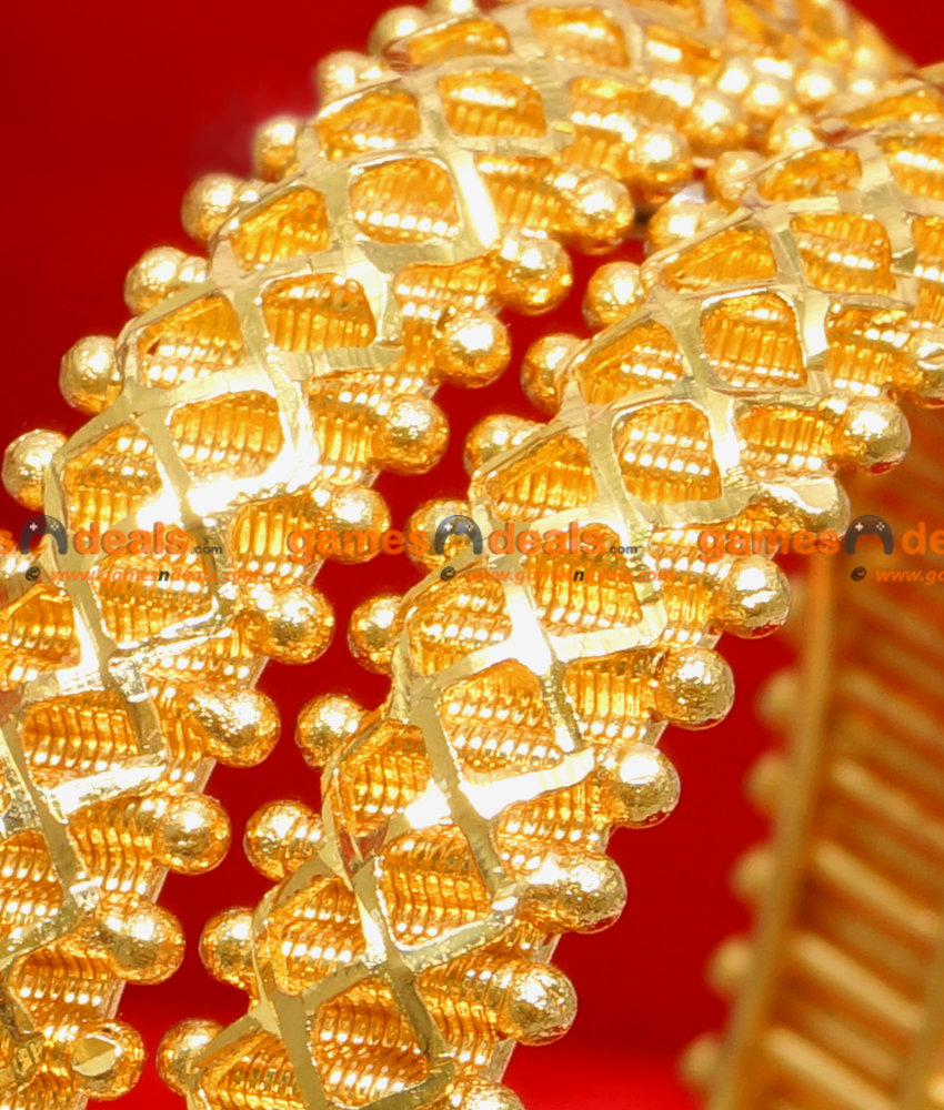 BR031-2.6 Size Traditional South Indian Gold Plated Thick Spring Design Party Wear Bangle