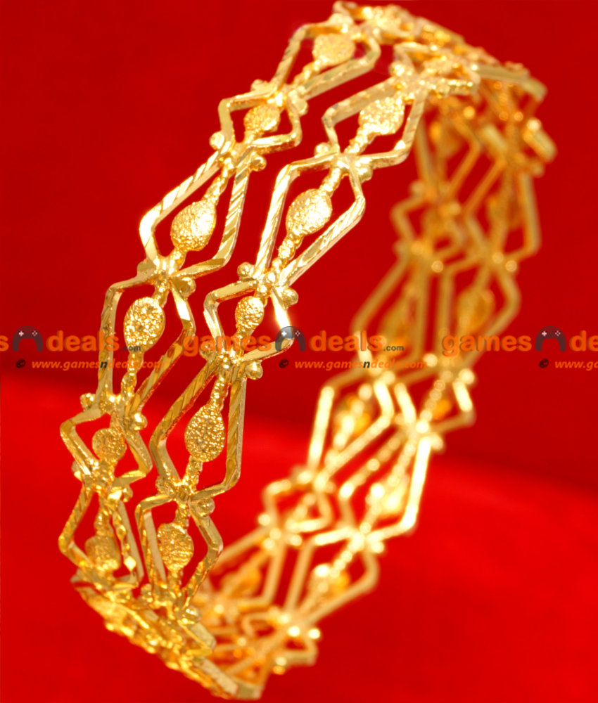 BR033-2.4 Size South Indian Gold Plated Thin Traditional Design Daily Wear Bangle