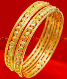 BR036-2.8 Size 24ct Gold Plated Bangle Thin Flower Muthu Ethinic Daily Wear Design Online