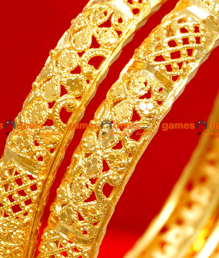 BR038-2.6 Size 24ct Gold Plated Thin Kerala Flower Design Ethinic Wear Bangle BR038-2.6 Size 24ct Gold Plated Thin Kerala Flower Design Ethinic Wear Bangle