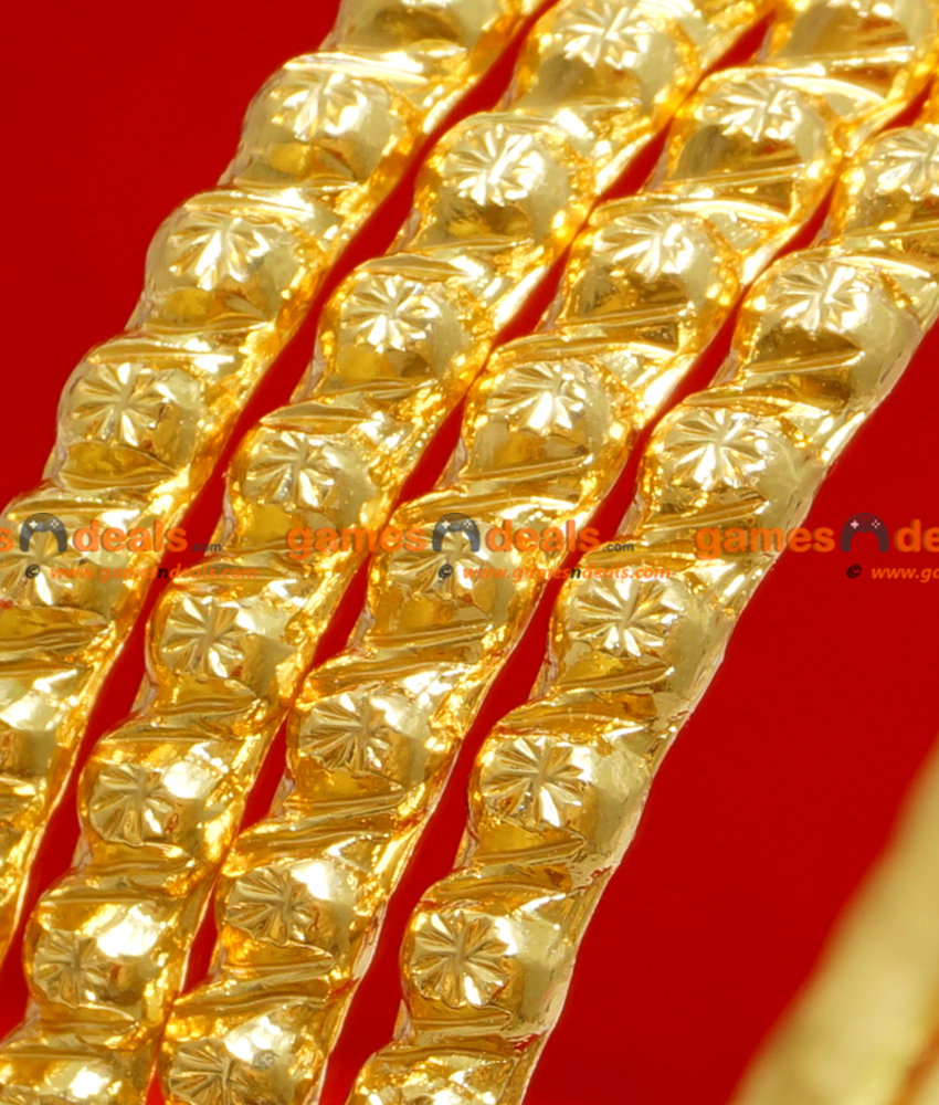 BR039-2.8 Size 24ct Gold Plated Thin Muthu and Flower Design Ethinic Wear Bangle BR039-2.8 Size 24ct Gold Plated Thin Muthu and Flower Design Ethinic Wear Bangle