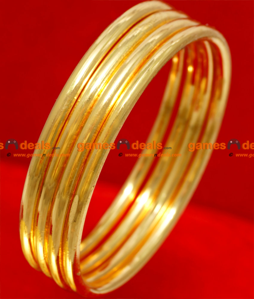 BR040-2.4 Size Heavy and Thick Four Bangles Set Plain Gold Jewelry Design BR040-2.4 Size Heavy and Thick Four Bangles Set Plain Gold Jewelry Design