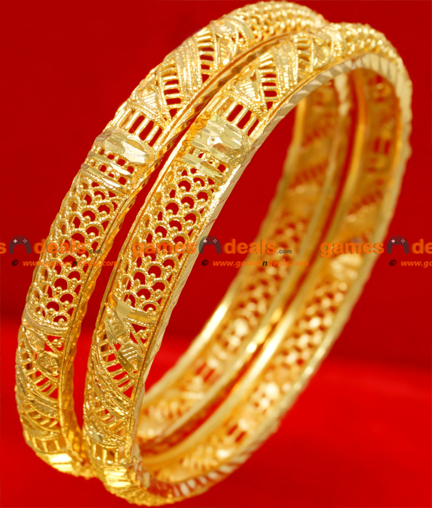 BR041-2.6 Size 24ct Gold Plated Thin Kerala Flower Design Ethinic Wear Bangle BR041-2.6 Size 24ct Gold Plated Thin Kerala Flower Design Ethinic Wear Bangle