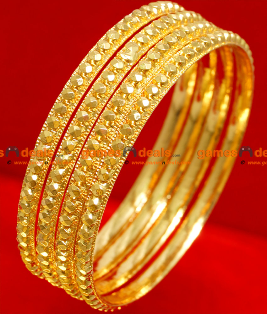 BR045-2.4 Size 24ct Gold Plated Thin Muthu Design Ethinic Wear Bangle