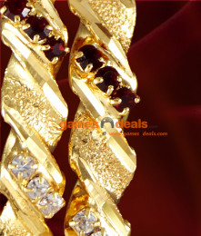 BS002-2.8 Size Gold Plated Jewelry Twisted Design Stone Bangle