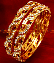 BS012-2.4 Size Gold Plated AD Stone Design Party Wear Bangles