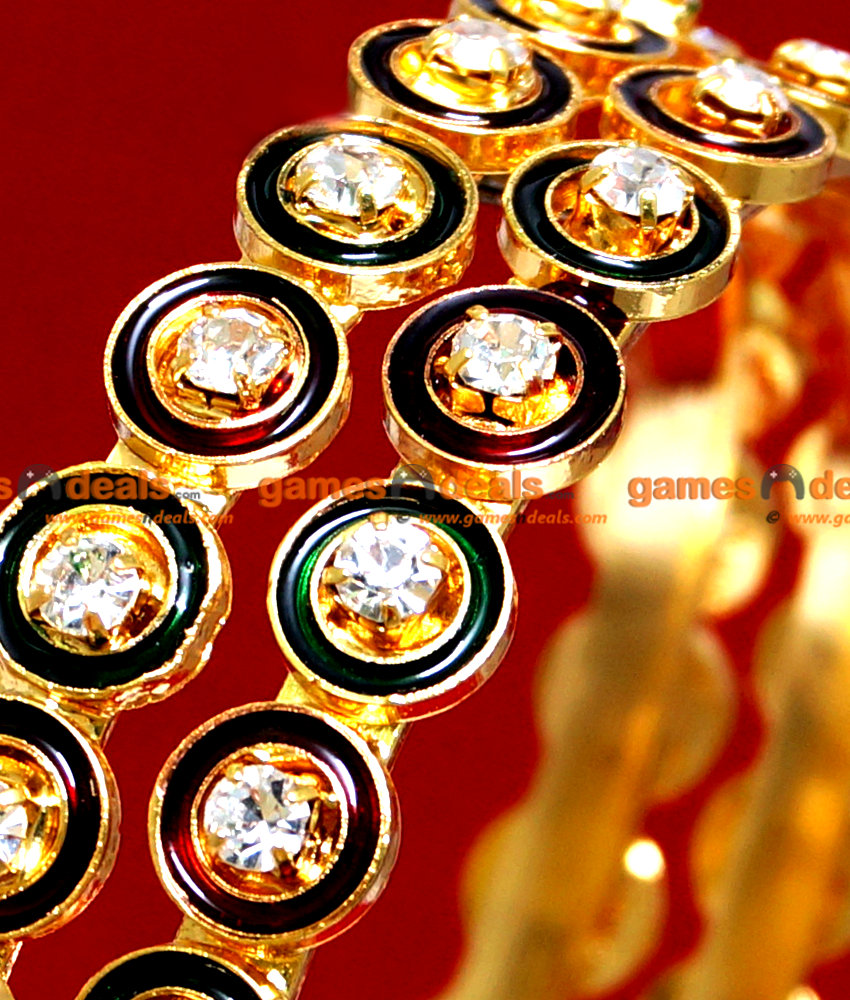 BS015-2.4 South Indian Gold Plated Stone Ennamel Party Wear Design Bangle BS015-2.4 South Indian Gold Plated Stone Ennamel Party Wear Design Bangle