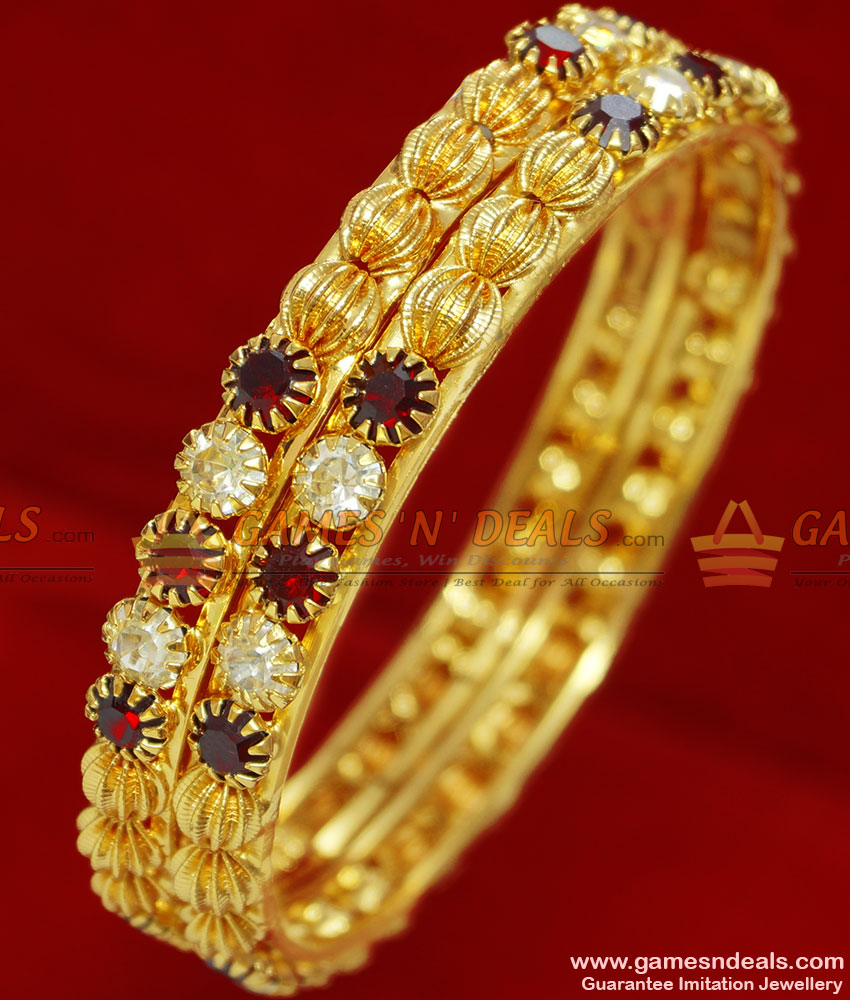 BS017-2.6 South Indian Gold Plated Gold Beaded Stone Party Wear Design Bangle BS017-2.6 South Indian Gold Plated Gold Beaded Stone Party Wear Design Bangle
