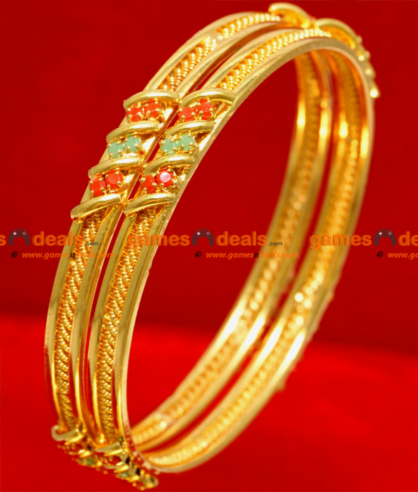 BS019-2.8 Size Gold Plated Stone Bangle Thin Spring Party Wear Design BS019-2.8 Size Gold Plated Stone Bangle Thin Spring Party Wear Design