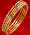 BS022-2.6 Size Gold Plated Semi Precious Ruby Emerald American Diamond Stone Thin Spring Design Bangle BS022-2.6 Size Gold Plated Semi Precious Ruby Emerald American Diamond Stone Thin Spring Design Bangle