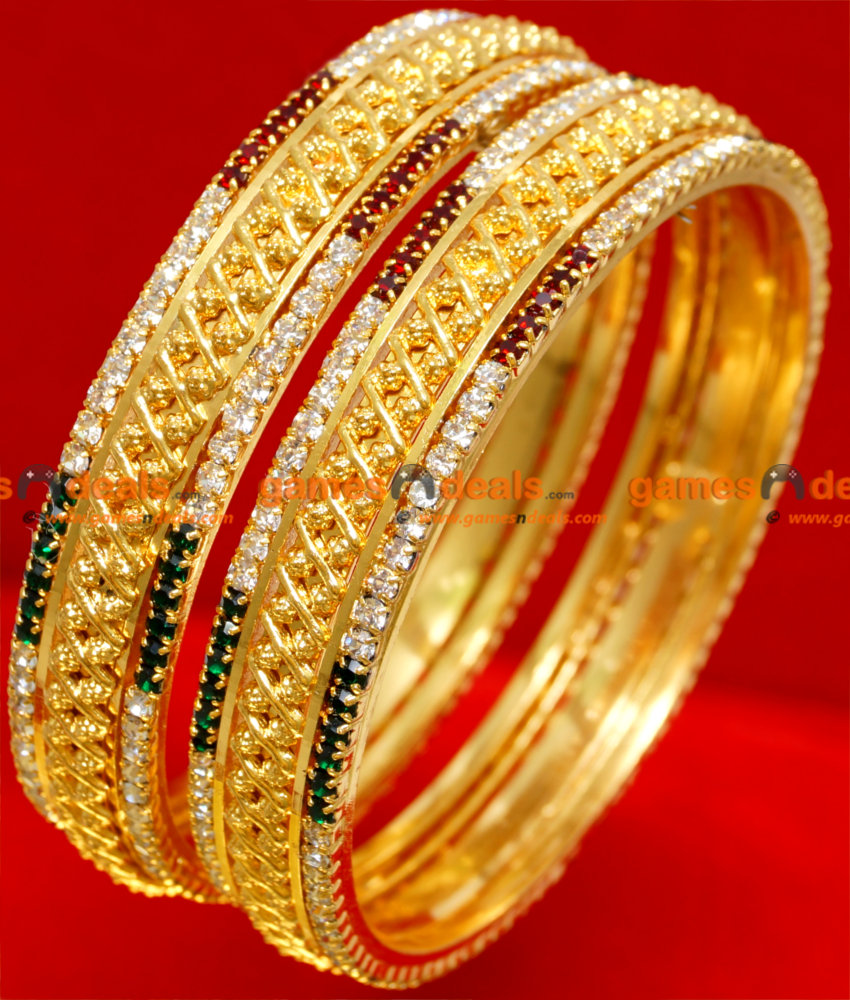 BS023-2.6 Size Gold Plated Semi Precious Ruby Emerald American Diamond Stone Party Wear Design Bangle BS023-2.6 Size Gold Plated Semi Precious Ruby Emerald American Diamond Stone Party Wear Design Bangle