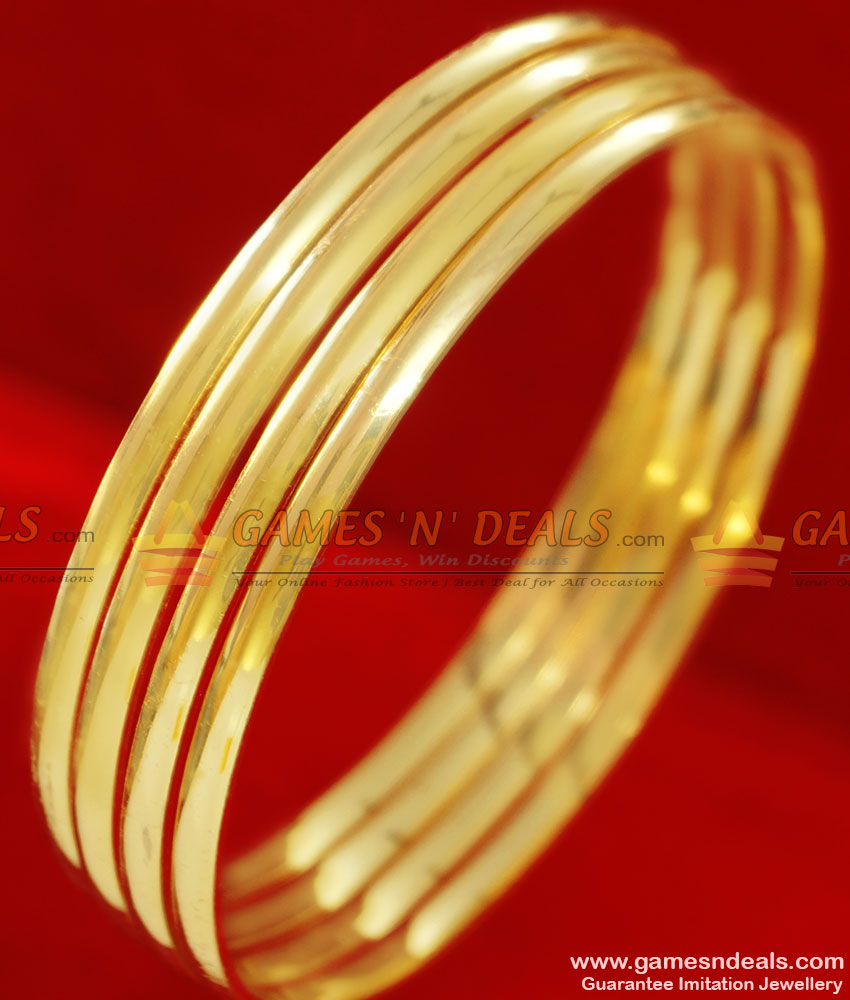 BR049-2.4 Size Light Weight Gold Plated Plain Ethnic Wear Imitation Bangle