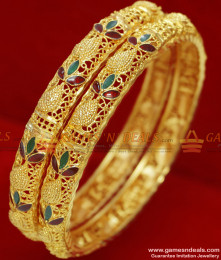 BR060-2.8 Size Mango Leaf Enamel Design Traditional Imitation Bangles