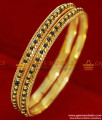 BR065-2.6 Size Gold Plated Traditional Karugamani Black Beads Bangles