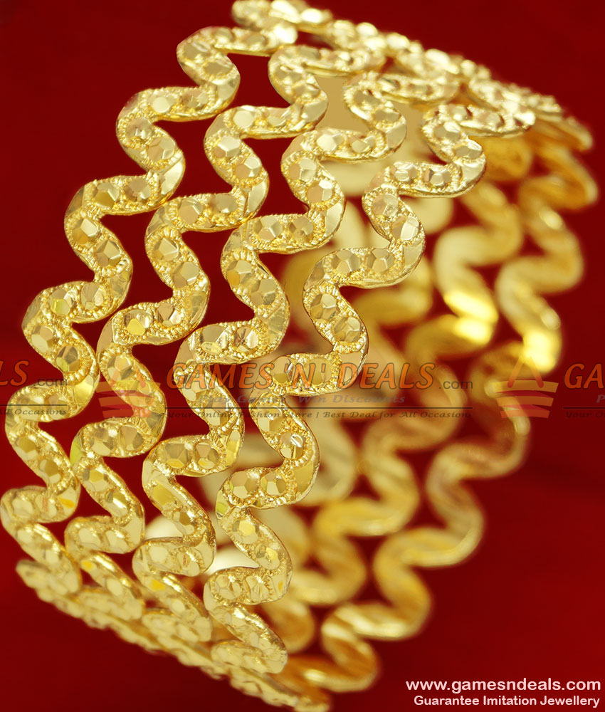 BR070-2.8 Size Gold Plated Nelli Design Traditional Daily Wear Bangles BR070-2.8 Size Gold Plated Nelli Design Traditional Daily Wear Bangles