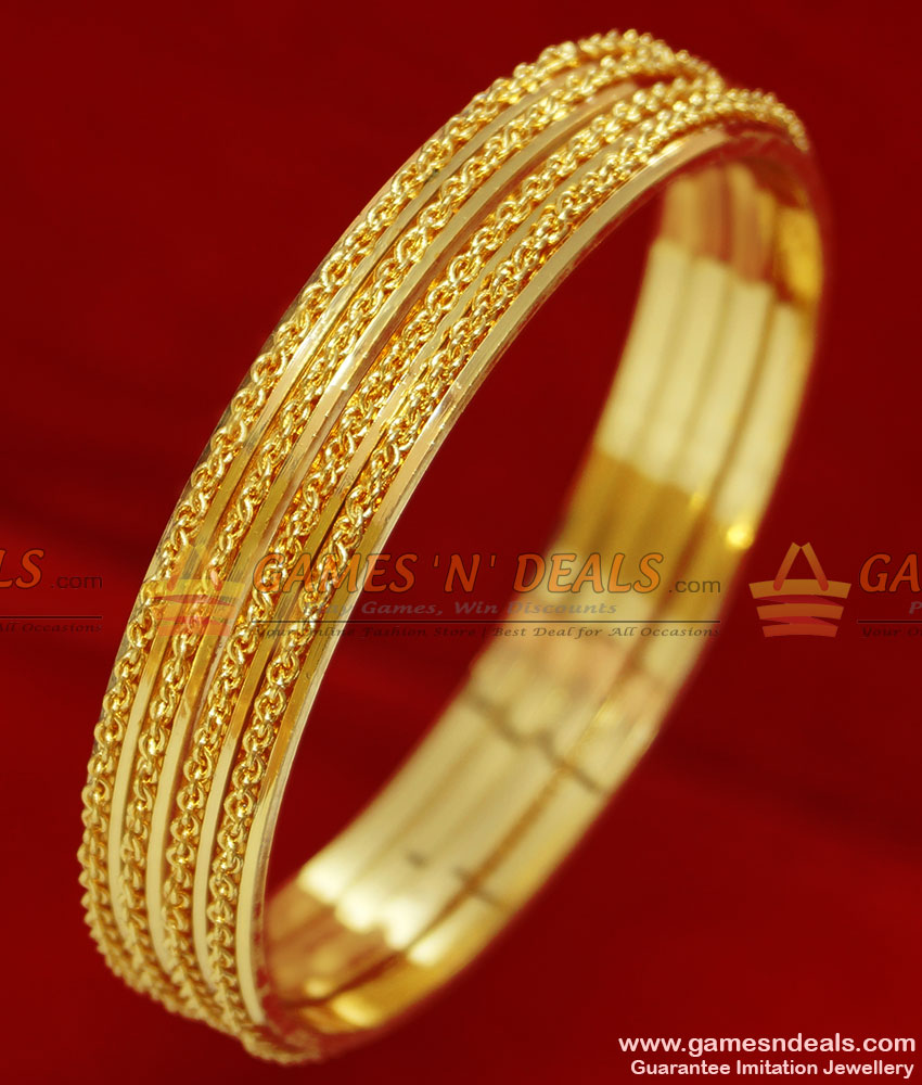BR071-2.4 Size Daily Wear Gold Plated Imitation Bangles Spring Design