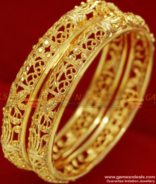 BR079-2.6 Size Gold Plated Butterfly Design South Indian Imitation Bangles