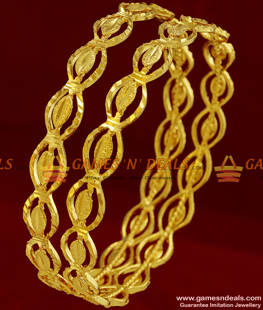 BR092-2.8 Size Thin Traditional Gold Like Design 100mg Gold Plated Guarantee Bangles