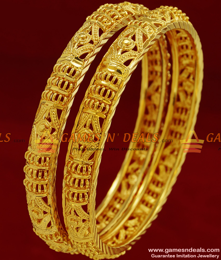 BR095-2.6 Size 24ct Pure Gold Plated South Indian Kerala Type Guarantee Bangle Online