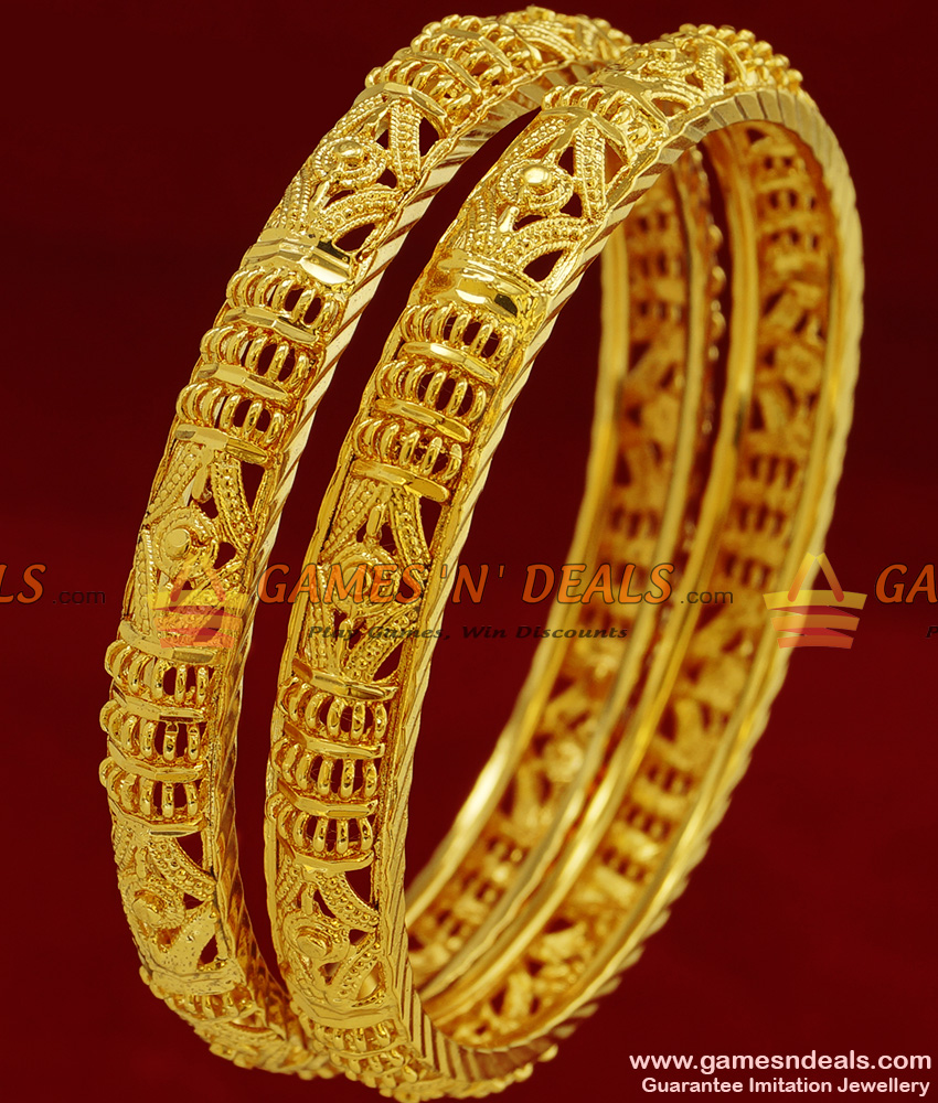 BR095-2.4 Size 24ct Pure Gold Plated South Indian Kerala Type Guarantee Bangle Online