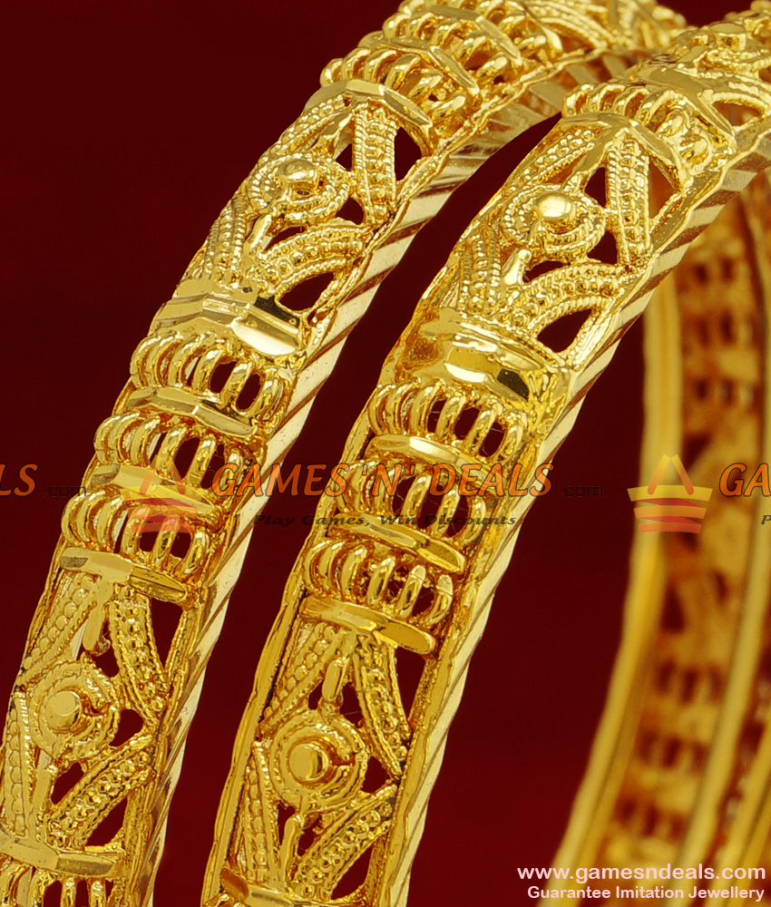 BR095-2.8 Size 24ct Pure Gold Plated South Indian Kerala Type Guarantee Bangle Online