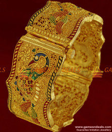 BR097-2.8 Free Size Gold Like Jewelry Forming Type Enamel Peacock Guarantee Kada Bangles