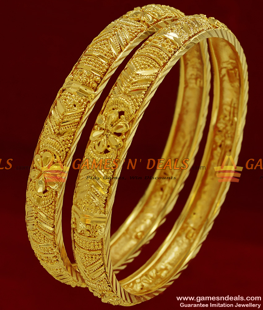 BR099-2.6 Size Traditional Kerala Daily Wear Flower Design Guarantee Bangles BR099-2.6 Size Traditional Kerala Daily Wear Flower Design Guarantee Bangles