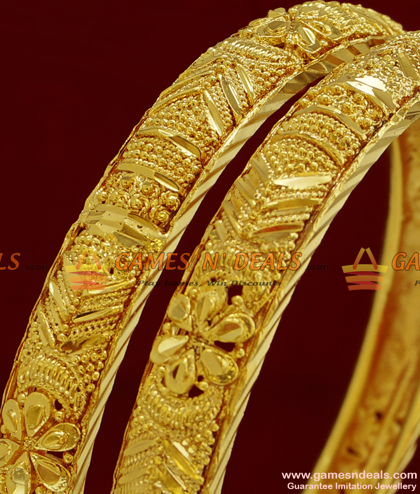 BR099-2.6 Size Traditional Kerala Daily Wear Flower Design Guarantee Bangles BR099-2.6 Size Traditional Kerala Daily Wear Flower Design Guarantee Bangles