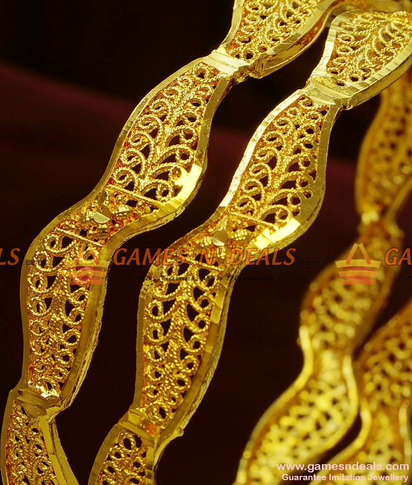 BR102-2.4 Size South Indian Gold Like Design Curvy Irregular Bangles Online BR102-2.4 Size South Indian Gold Like Design Curvy Irregular Bangles Online