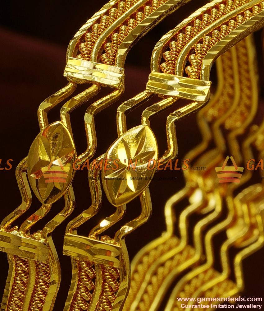 BR104-2.4 Size South Indian Gold Like Design Curvy Neli Bangles Online BR104-2.4 Size South Indian Gold Like Design Curvy Neli Bangles Online