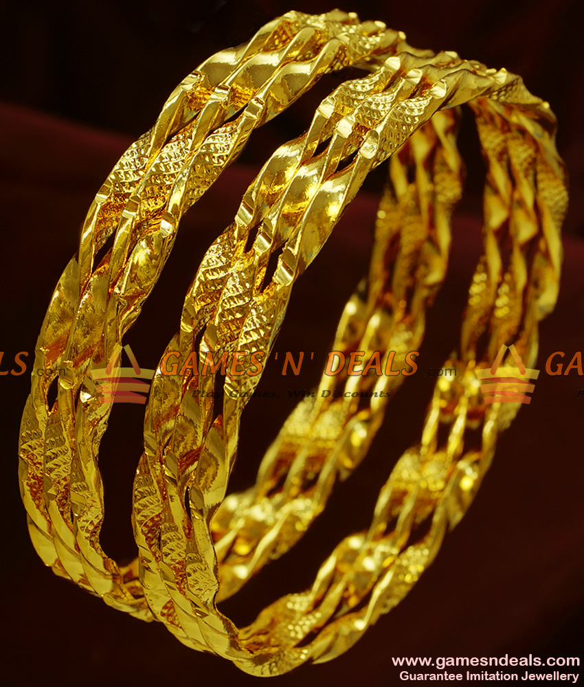 BR105-2.8 Size Gold Plated 2 Pieces Set Thick Design Traditional Neli Bangle