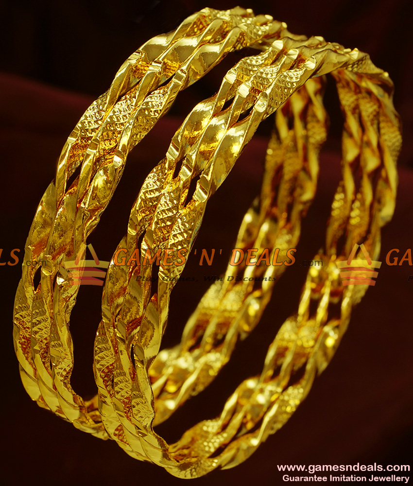 BR105-2.8 Size Gold Plated 2 Pieces Set Thick Design Traditional Neli Bangle BR105-2.8 Size Gold Plated 2 Pieces Set Thick Design Traditional Neli Bangle