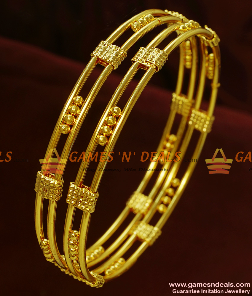 BR109-2.6 Size Light Weight 2 Pieces Set Daily Wear Gold Plated Bangles BR109-2.6 Size Light Weight 2 Pieces Set Daily Wear Gold Plated Bangles