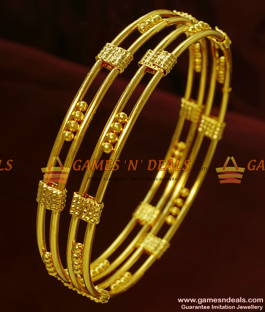 BR109-2.6 Size Light Weight 2 Pieces Set Daily Wear Gold Plated Bangles