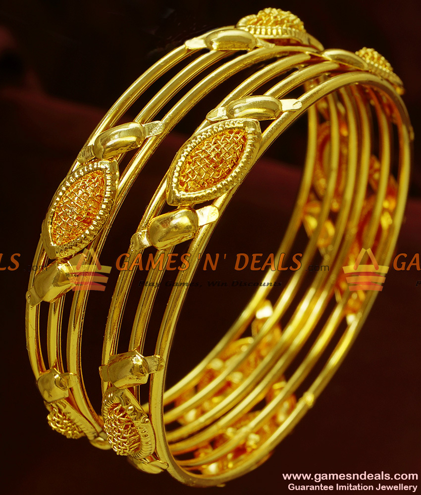 BR112-2.4 Size South Indian 2 Pieces Plain Design Gold Plated Imitation Bangles BR112-2.4 Size South Indian 2 Pieces Plain Design Gold Plated Imitation Bangles